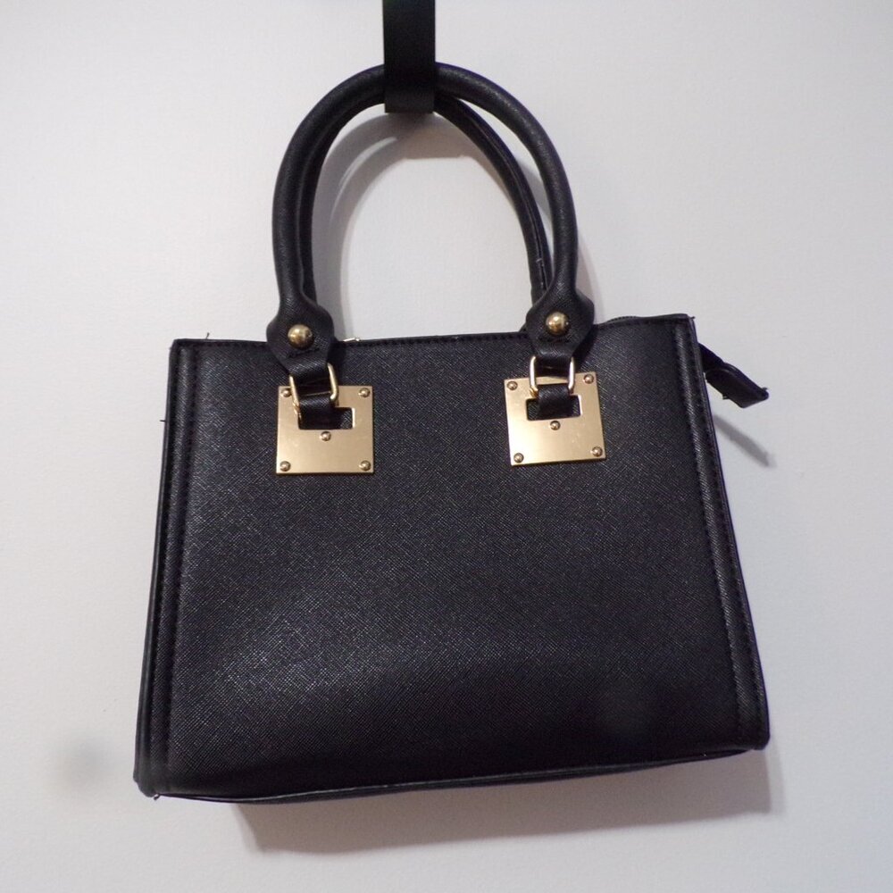 Isabelle Vegan Black Square Handbag with Adjustable‎ Shoulder Strap New